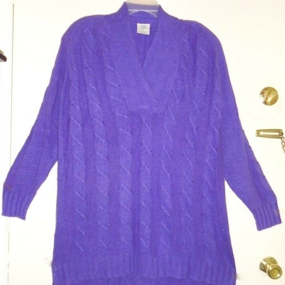 Vintage Silk Angora Pullover Purple Cable Sweater - Picture 3 of 7